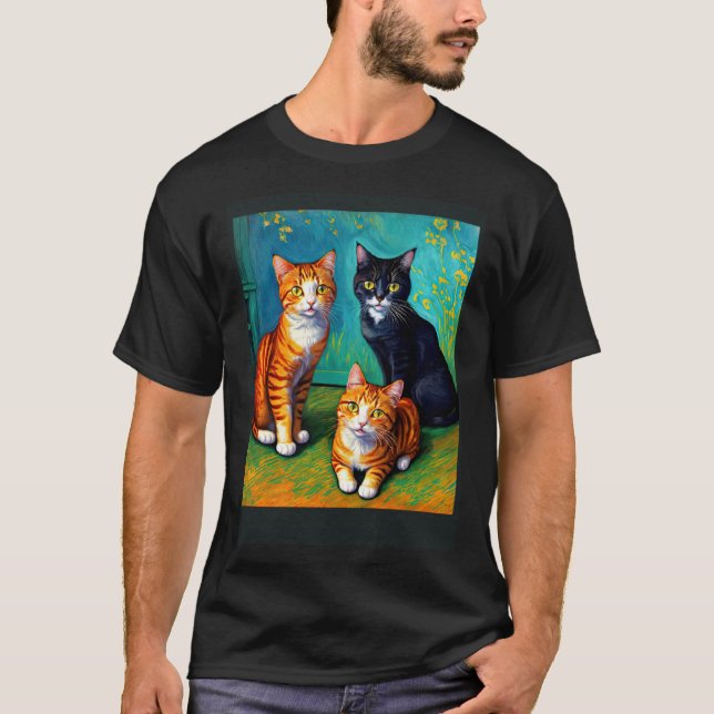 Surrealistisk Impressionistisk Katt Impressionism  T Shirt (Framsida)