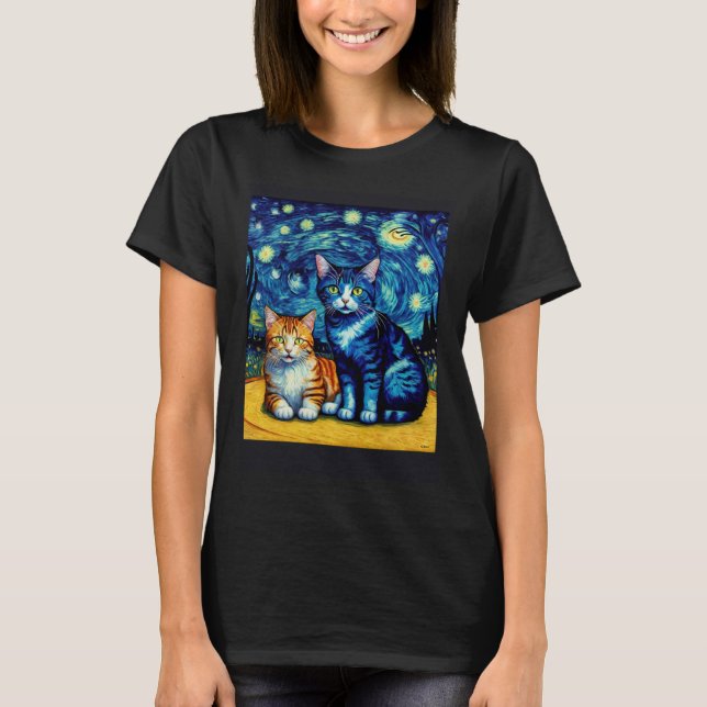 Surrealistisk Impressionistisk Katt Impressionism  T Shirt (Framsida)