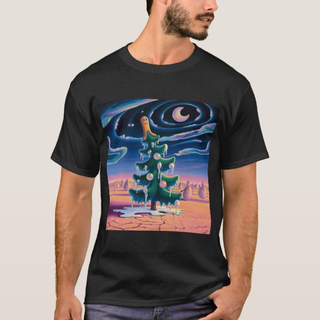 Surrealistisk julgran med pepparkakslock t shirt (Framsida)