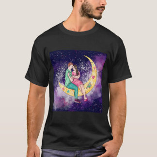 Surrealistisk konst Sitta på Måne med stjärnor T Shirt