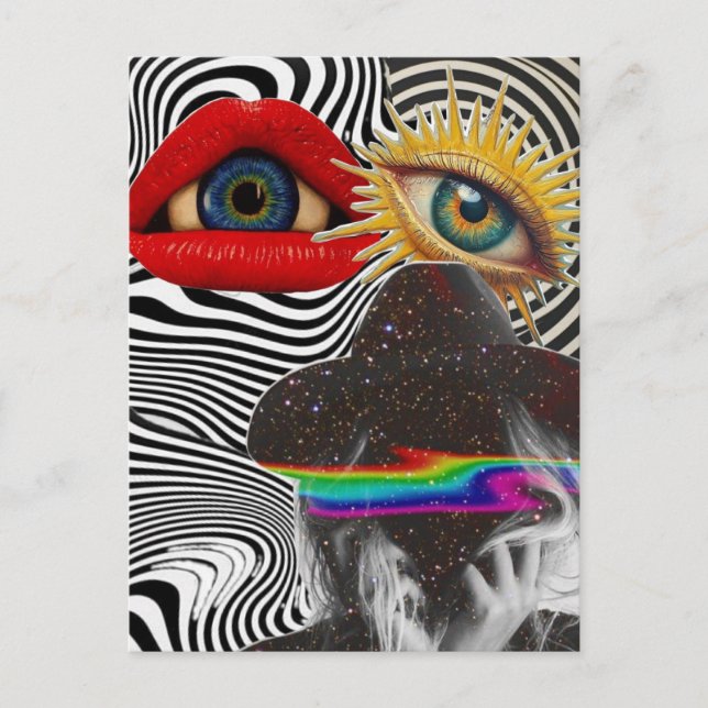 Surrealistisk Mixed Media Kollage Postkort Vykort (Framsida)