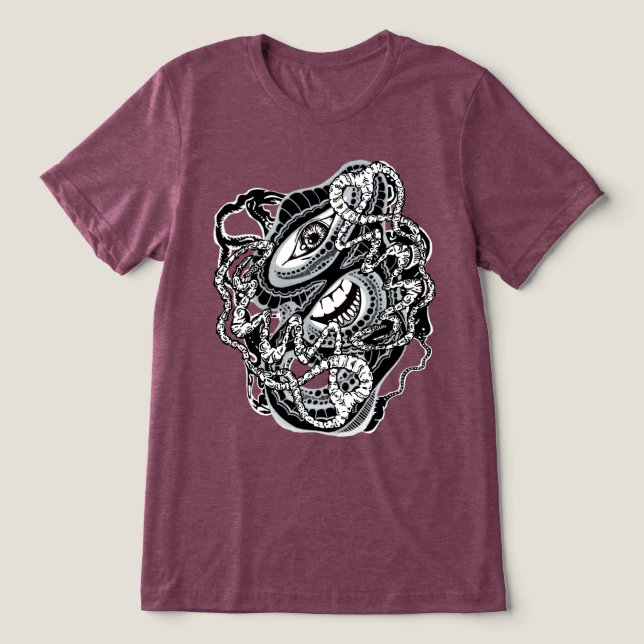 Surrealistisk Modern Abstrakt Brain Bending Ansikt T Shirt (Design Framsida)