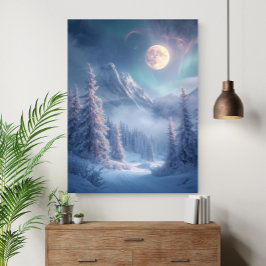 Surrealistisk Mystisk Förtrollad Vinter Drömlandsk Poster