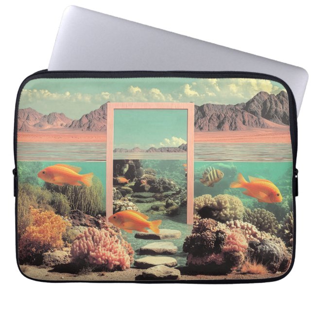 Surrealistisk ökenhav med dörr laptop fodral (Framsidan)