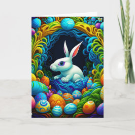 Surrealistisk Påskhare med ägg Helgkort