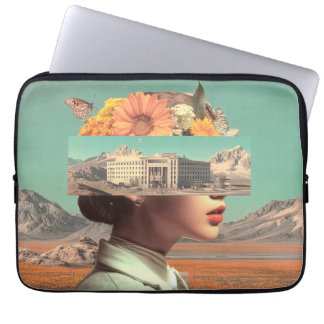 Surrealistisk porträtt med arkitektonisk landskap laptop fodral