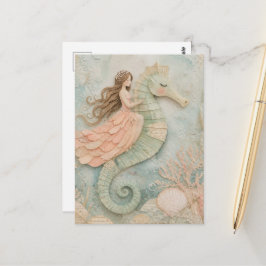 Surrealistisk prinsessa och sjöhästar fantasi coll vykort