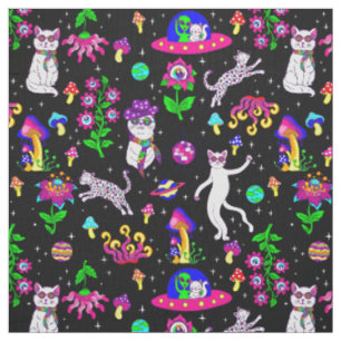 surrealistisk rymddiskokatt utomjording ufo leopar tyg