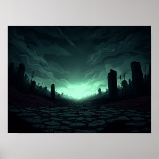 Surrealistisk Sci-Fi-gård med raketuppskjutningsil Poster