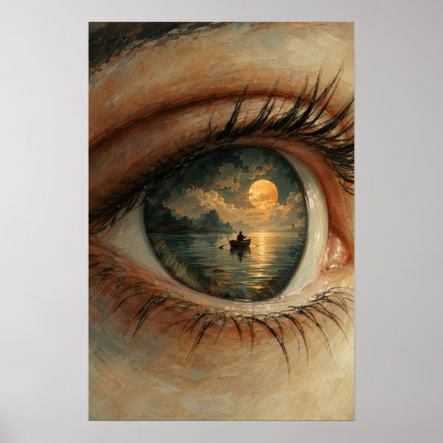 Surrealistisk solnedgångsögonkonsttryck poster (Framsidan)