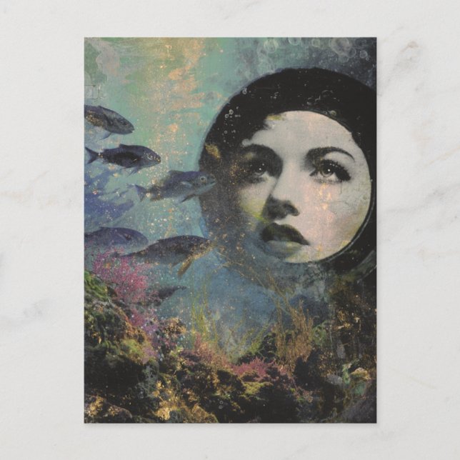 Surrealistisk vy över havet vykort (Framsida)