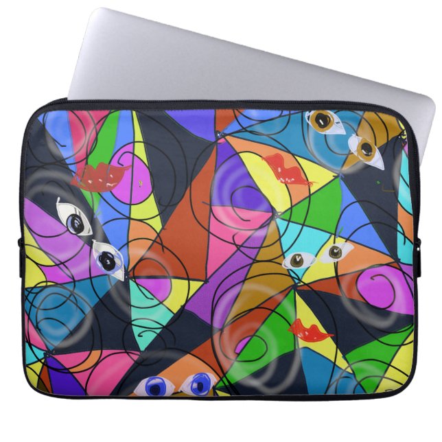Surrealistiska abstrakta geometriska mönster med ö laptop fodral (Framsidan)
