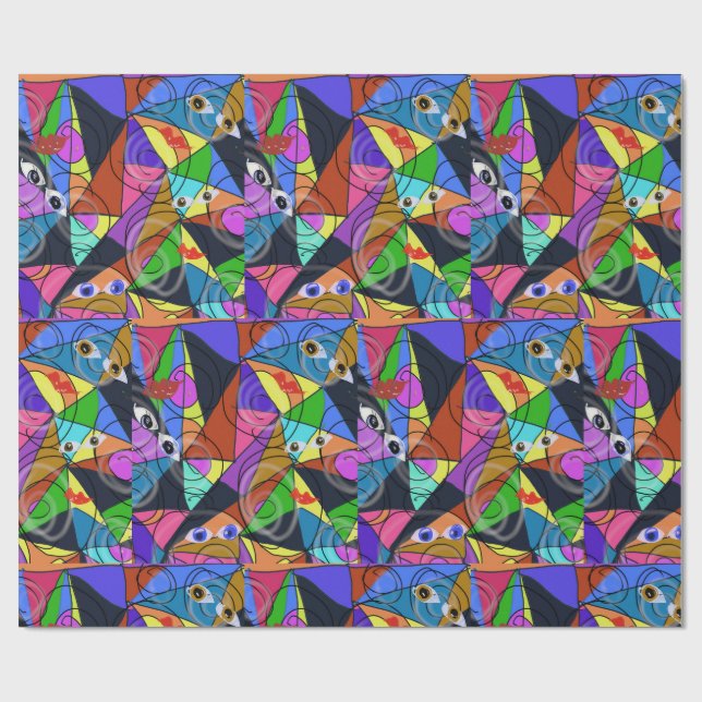 Surrealistiska abstrakta geometriska mönster med ö presentpapper (Platt)
