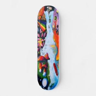 Surrealistiska Dali Stil Mushroom Wonderland Skateboard Bräda 21,5 Cm