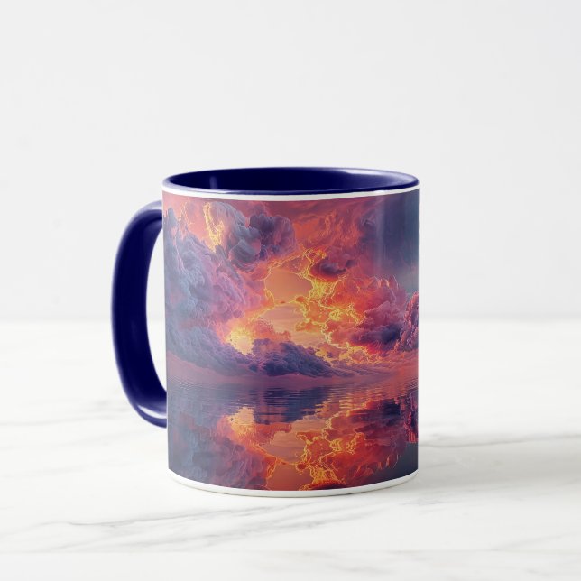 Surrealistiska dramatiska moln med eldig solnedgån mugg (Framsida vänster)