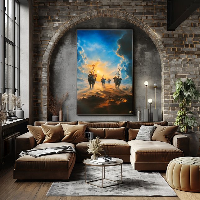 Surrealistiska elefanter i mystisk himmel – Surrea Poster (Skapare uppladdad)