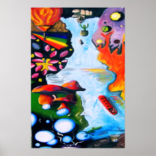 Surrealistiska Fantasy Mushroom Wonderland Poster
