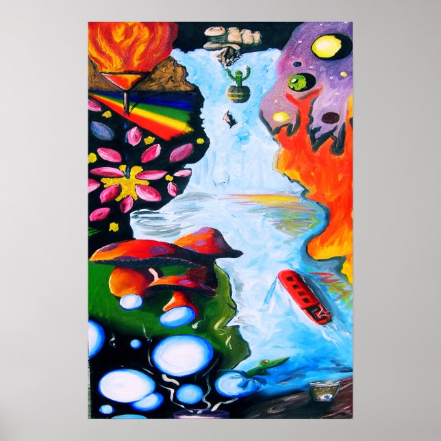 Surrealistiska Fantasy Mushroom Wonderland Poster (Framsidan)