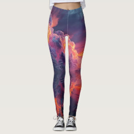 Surrealistiska glödande moln vid solnedgång reflek leggings