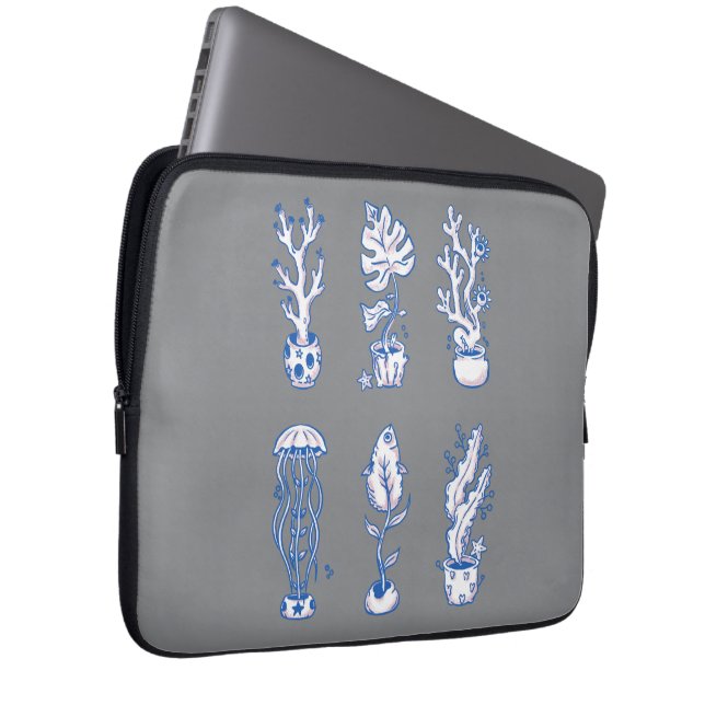 Surrealistiska havsbotaniska växter laptop fodral (Framsidan Höger)