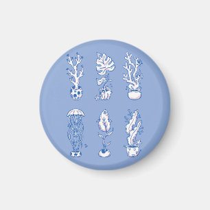 Surrealistiska havsbotaniska växter magnet