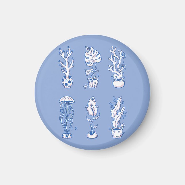 Surrealistiska havsbotaniska växter magnet (Framsidan)