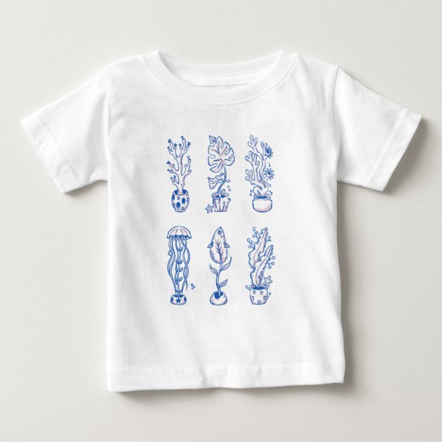 Surrealistiska havsbotaniska växter t shirt (Framsida)