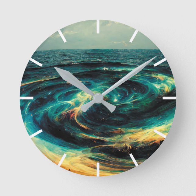 Surrealistiska konst | Galaxy of Ocean Rund Klocka (Framsida)