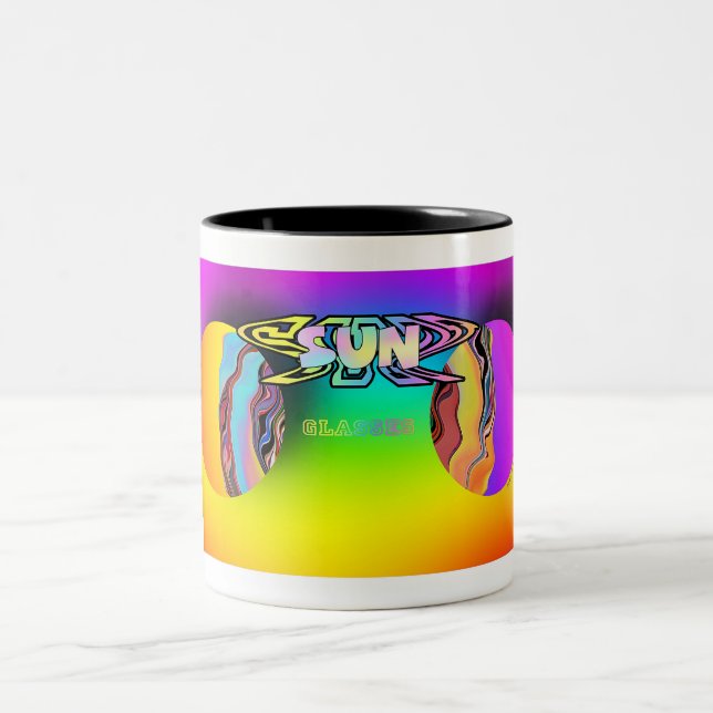 SURREALISTISKA MINIMALISTISKA SOLGLASÖGON Novelty Två-Tonad Mugg (Center)