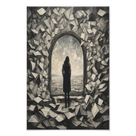 Surrealistiska Monokroma Flytande Papper Fototryck