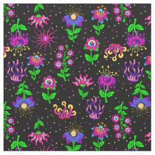 surrealistiska ögon blommig fantasi blommor nyckfu tyg