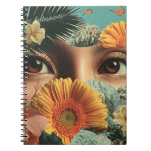 Surrealistiska ögon och blommor med fjärilar anteckningsbok