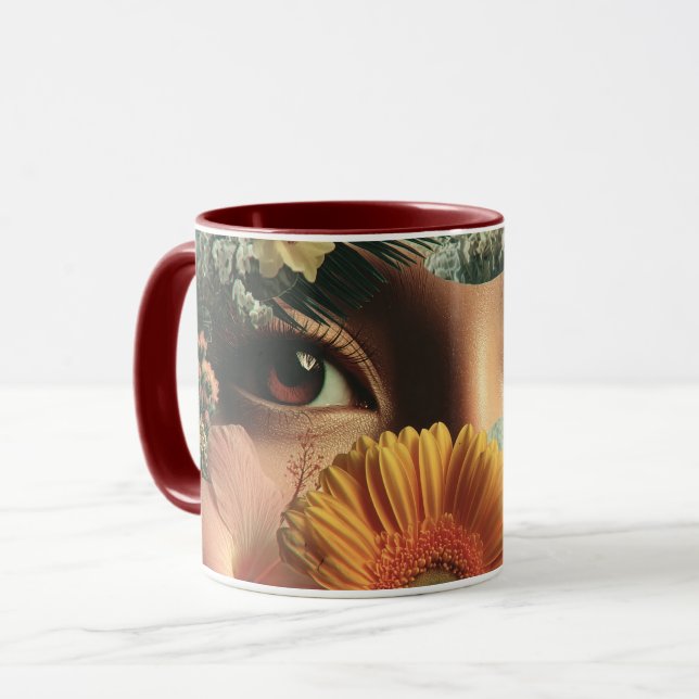 Surrealistiska ögon och blommor med fjärilar mugg (Framsida vänster)