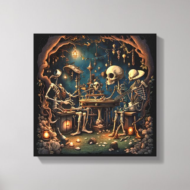 Surrealistiska skelett III Canvastryck (Framsida)