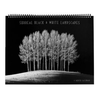 Surrealistiska svart-vita landskap kalender