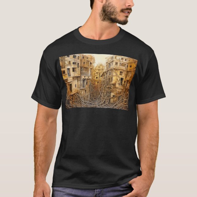 Surrealistiska Tangled City T Shirt (Framsida)