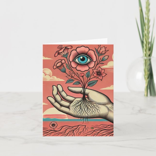 Surrealistiska trädgårdsmästares hand för alla til kort (Framsida)