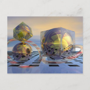 Surrealistiskt 3D-kort Vykort