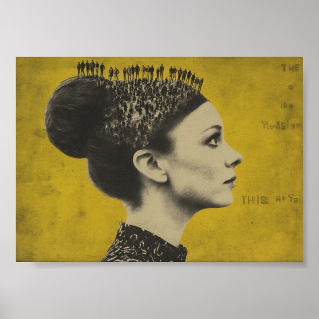 Surrealistiskt hår med små människor poster (Framsidan)