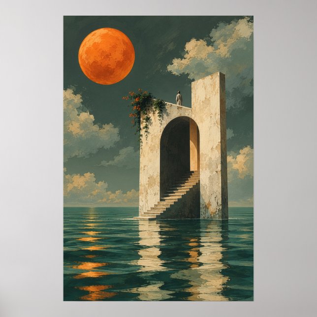 Surrealistiskt havsdörrkonsttryck poster (Framsidan)