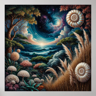 Surrealistiskt Landskap Drömlik Kosmisk Poster