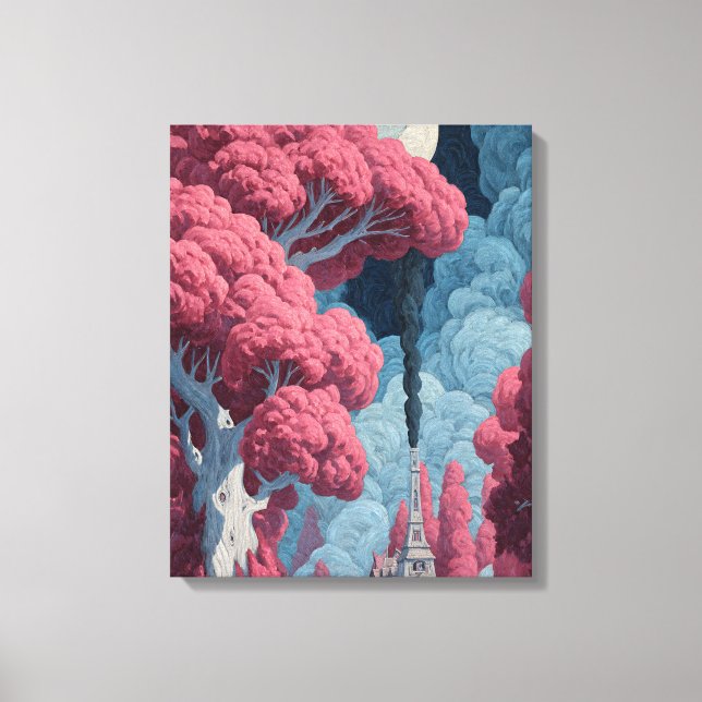 Surrealistiskt Landskapsdrömlandschap Oljemålning  Canvastryck (Framsida)