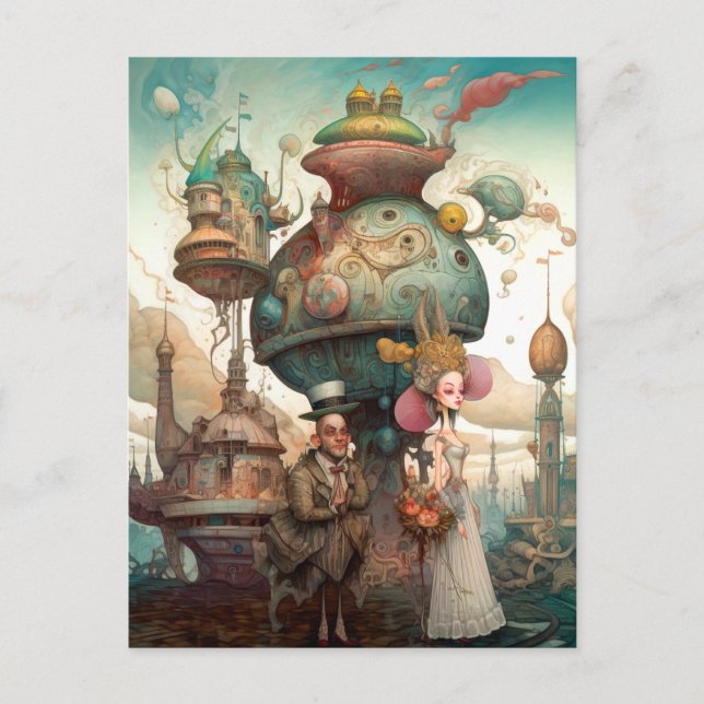 Surrealistiskt par-scen vykort (Framsida)