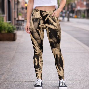 Surrealistiskt sepia händer mönster mörk konstnärl leggings