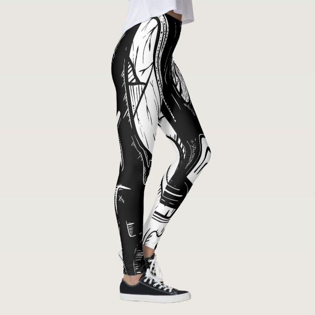 surrealistiskt svart och vitt leggings (Höger)