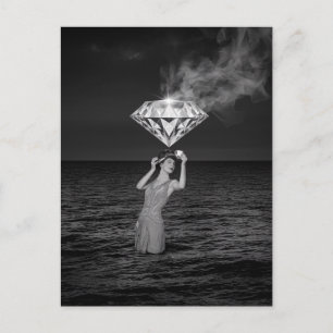 Surrealistiskt teet med diamant svart och vit vykort