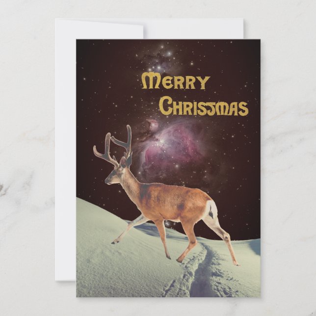 Surreella julrenar i rymden julkort (Framsida)