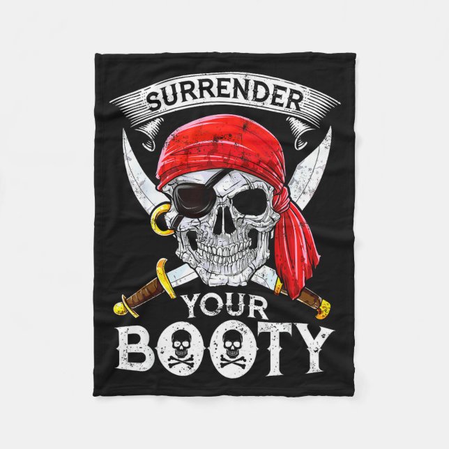 Surrender Your Booty Rate Skull Funny Jolly Roger  Fleecefilt (Framsidan)