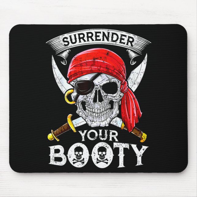 Surrender Your Booty Rate Skull Funny Jolly Roger  Musmatta (Framsidan)