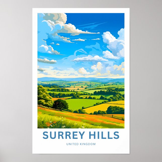 Surrey Backe United Kingdom Travel Print Poster (Framsidan)